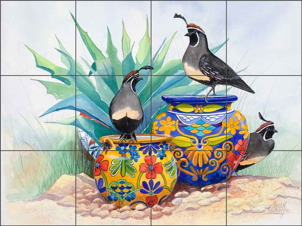 Garden Lookout by Susan Libby Glass Wall & Floor Tile Mural 24" x 18" - SLA012