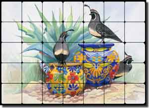 Libby Southwest Birds Tumbled Marble Tile Mural 28" x 20" - SLA012