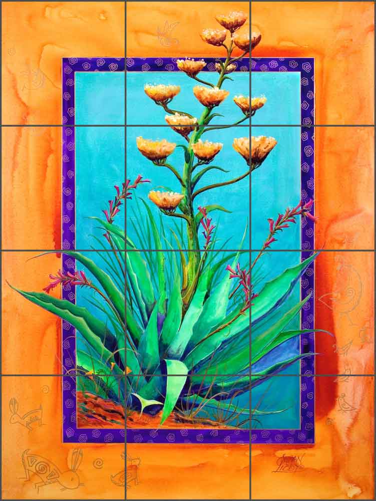 Blooming Agave by Susan Libby Ceramic Tile Mural - SLA021