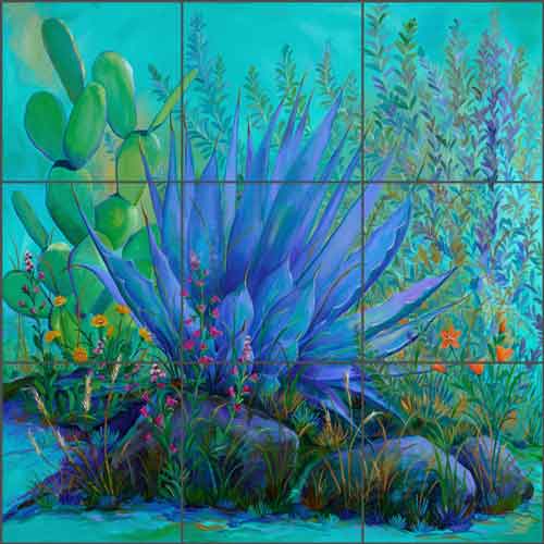 Desert Garden by Susan Libby Ceramic Tile Mural - SLA035