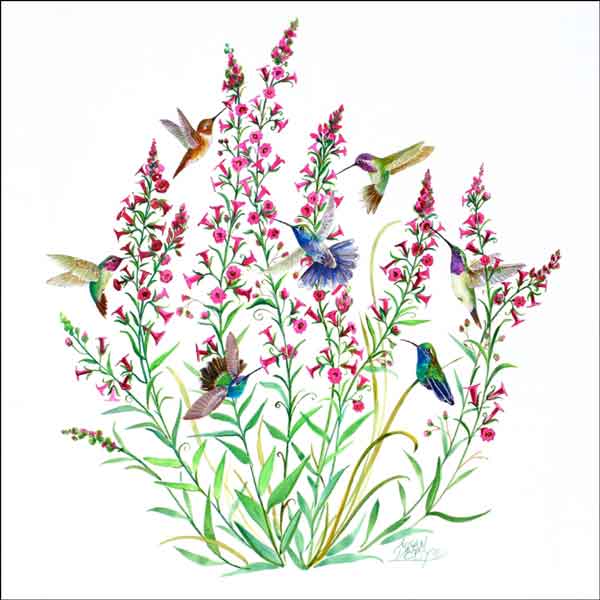 Hummingbirds in the Air by Susan Libby Ceramic Accent & Decor Tile - SLA047AT