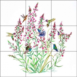 Hummingbirds in the Air by Susan Libby Ceramic Tile Mural - SLA047