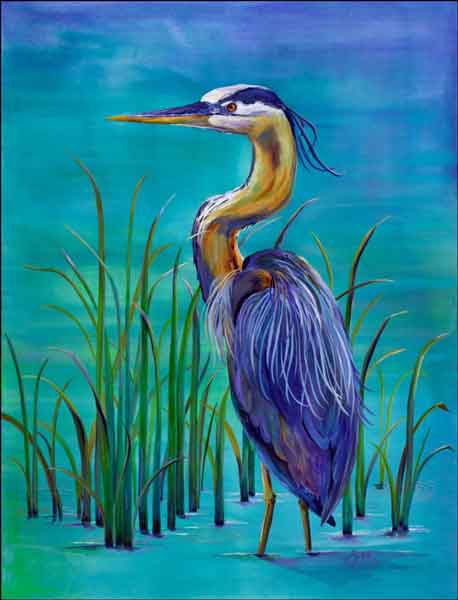 Sweetwater Heron by Susan Libby Accent & Decor Tile - SLA055AT