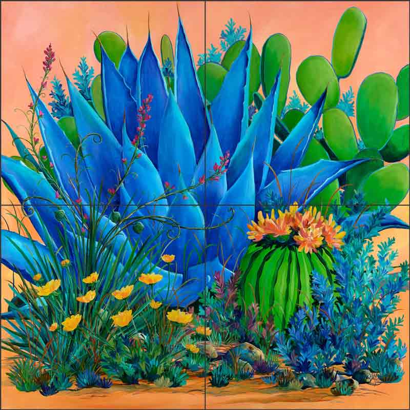 Ceramic Tile Mural Kitchen Backsplash Libby Southwest Cactus Art SLA044 