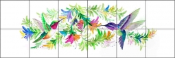 2 Hummers by Susan Libby Ceramic Tile Mural SLA058