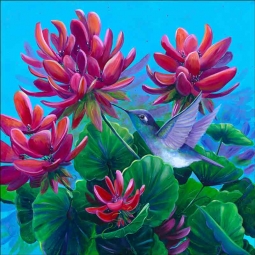 Summer Geranium by Susan Libby Accent & Decor Tile SLA063AT