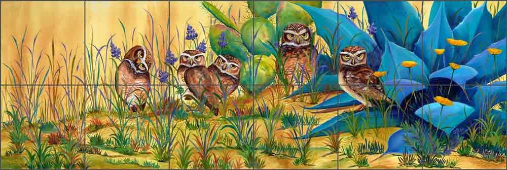 Burrowing Owls by Susan Libby Ceramic Tile Mural SLA067