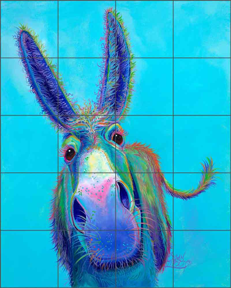Daisy Donkey by Susan Libby Ceramic Tile Mural SLA069