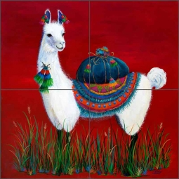 Dolly Llama by Susan Libby Ceramic Tile Mural SLA072