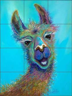 Jolly Llama by Susan Libby Ceramic Tile Mural SLA076