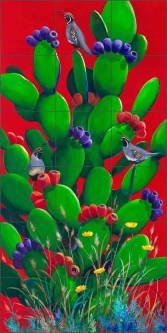 Quail Serenade by Susan Libby Ceramic Tile Mural SLA083