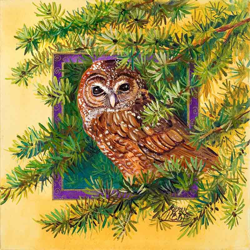 Spotted Owl by Susan Libby Accent & Decor Tile SLA085AT