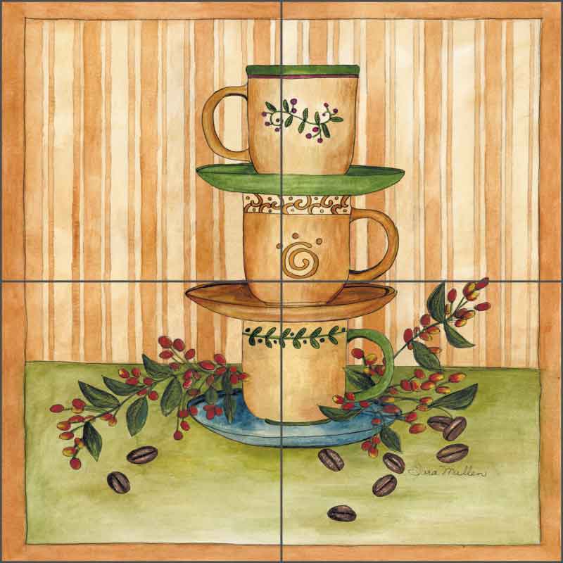Coffee Time II by Sara Mullen Ceramic Tile Mural - SM003
