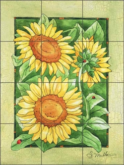 Sunny Sunflower Days by Sara Mullen Ceramic Tile Mural SM010
