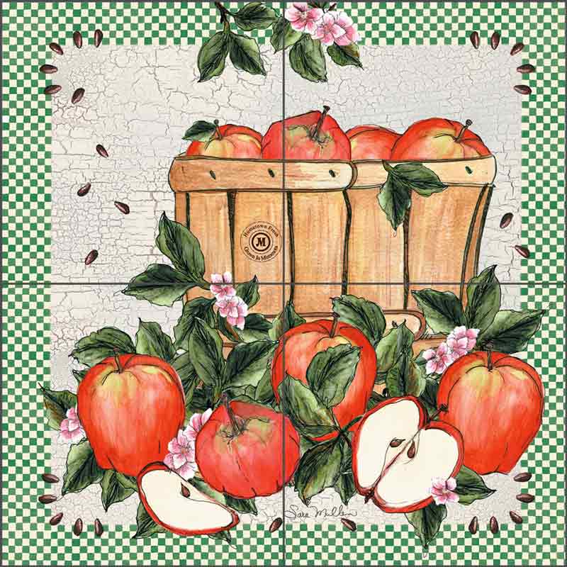 Apples for Friends I by Sara Mullen Ceramic Tile Mural SM011