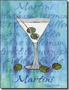 Mullen Martini Cocktail Ceramic Accent Tile 6" x 8" - SM017AT