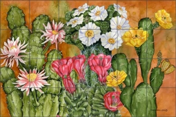 Cactus Garden by Sara Mullen Ceramic Tile Mural SM035