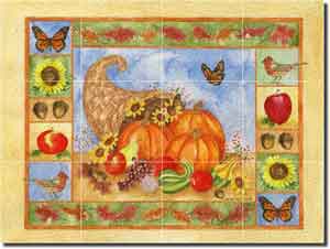 Mullen Cornucopia Vegetable Glass Tile Mural 24" x 18" - SM036