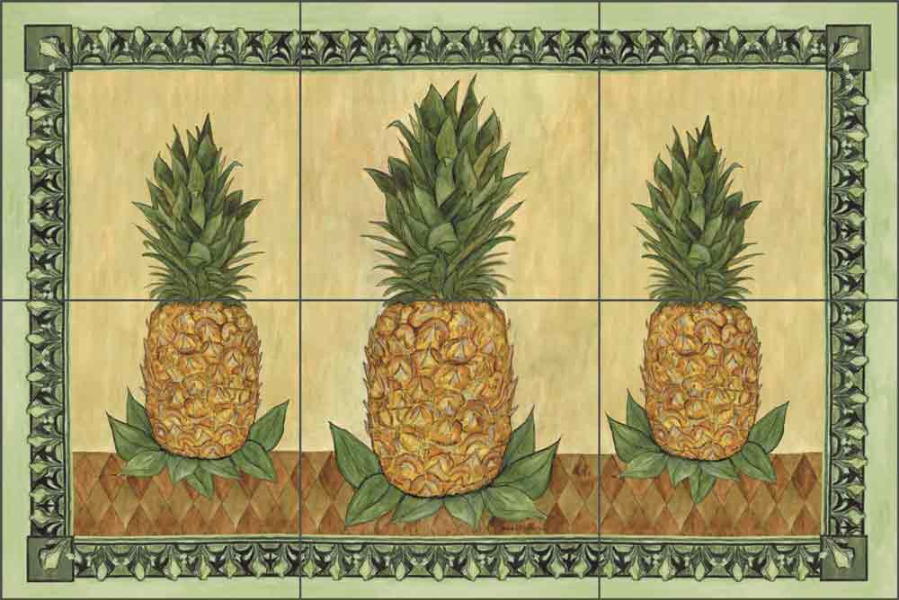 Pineapple II by Sara Mullen Ceramic Tile Mural - SM040