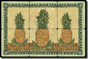 Mullen Pineapple Fruit Tumbled Marble Tile Mural 18" x 12" - SM040