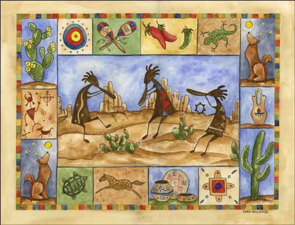 Kokopelli Sampler by Sara Mullen Ceramic Accent & Decor Tile - SM041AT