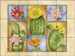 Ceramic Tile Mural Backsplash Mullen Southwest Cactus Cacti Flower Art SM067 