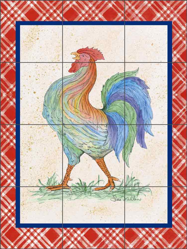 Rooster by Sara Mullen Ceramic Tile Mural SM044