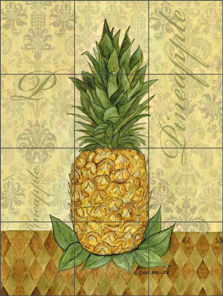 Pineapple - Damask by Sara Mullen Ceramic Tile Mural SM045