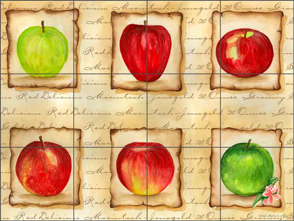 Apples for Friends II by Sara Mullen Ceramic Tile Mural SM047