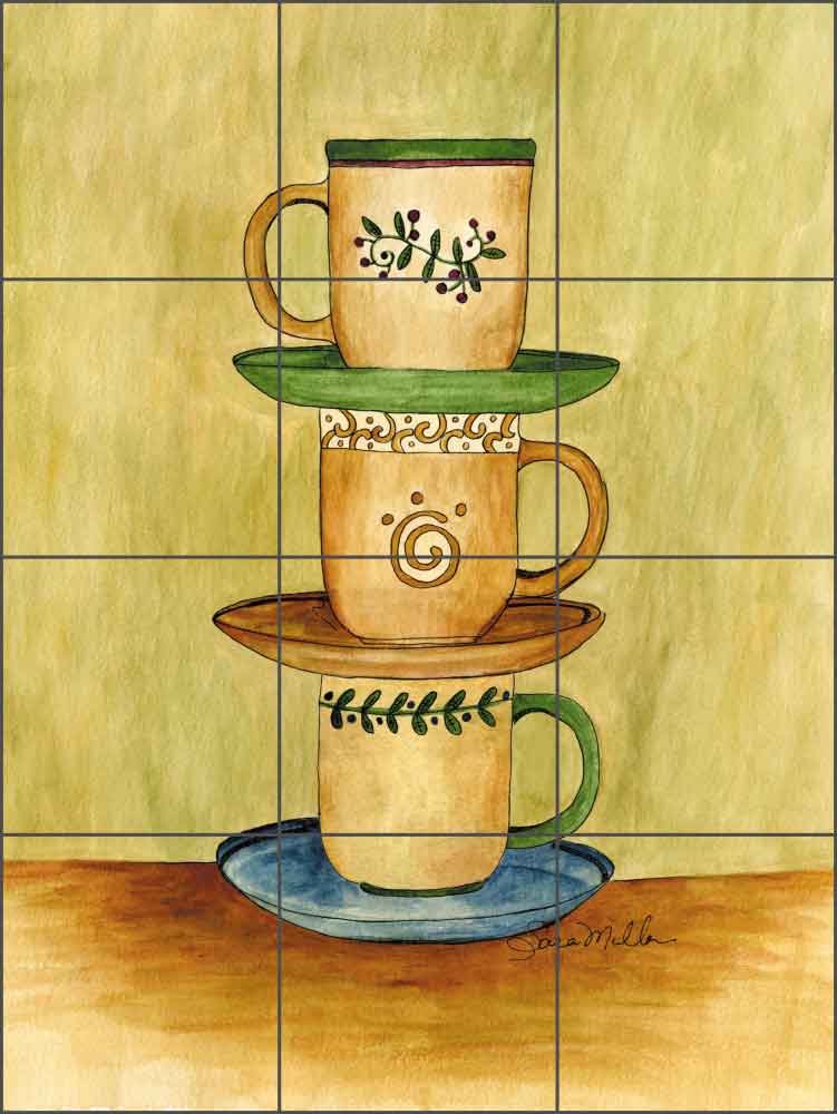 Coffee Time by Sara Mullen Ceramic Tile Mural - SM050