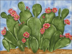 Beavertail Cacti by Sara Mullen Ceramic Tile Mural SM064
