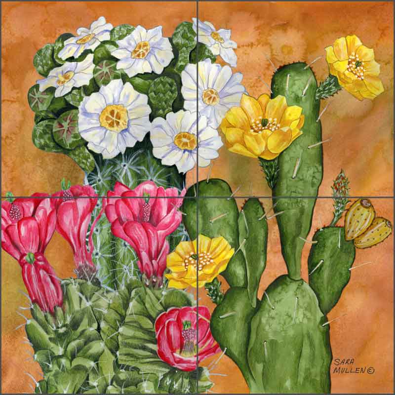 Cacti Garden by Sara Mullen Ceramic Tile Mural - SM067