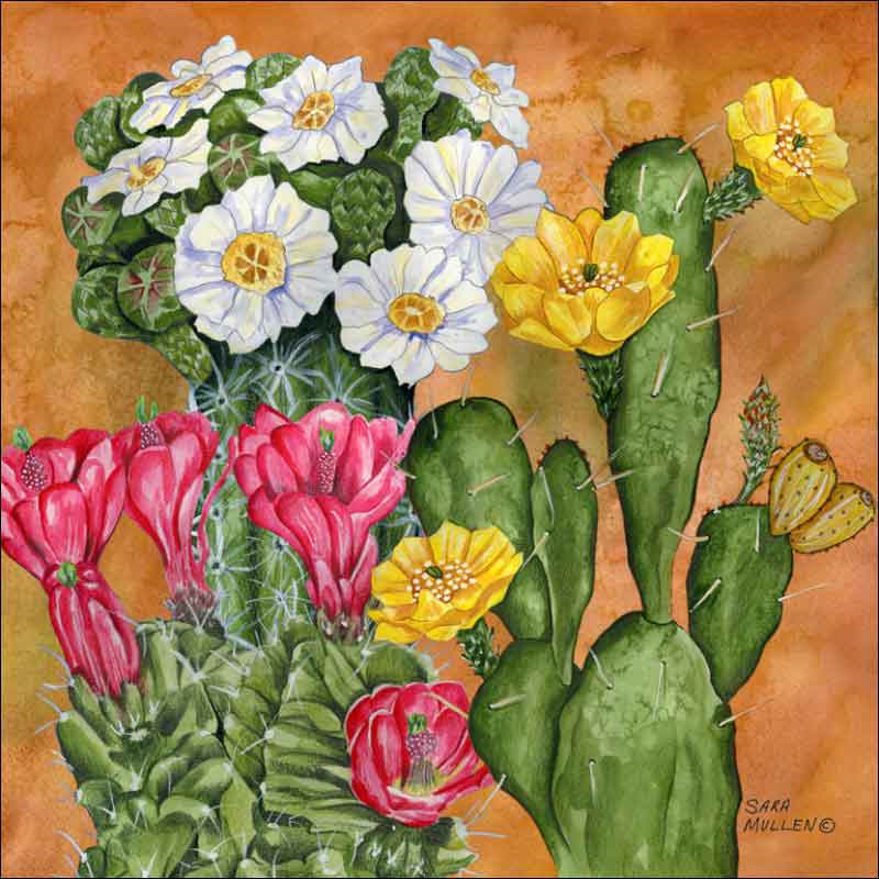 Cacti Garden by Sara Mullen Ceramic Accent & Decor Tile - SM067AT