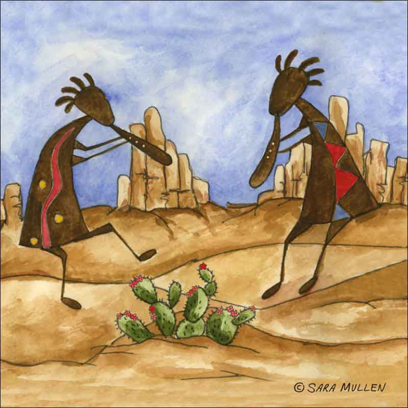 Kokopelli Sampler II by Sara Mullen Ceramic Accent & Decor Tile - SM083AT