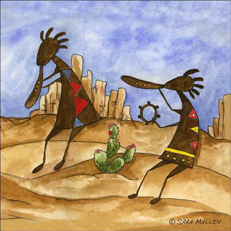 Kokopelli Sampler III by Sara Mullen Ceramic Accent & Decor Tile SM084AT