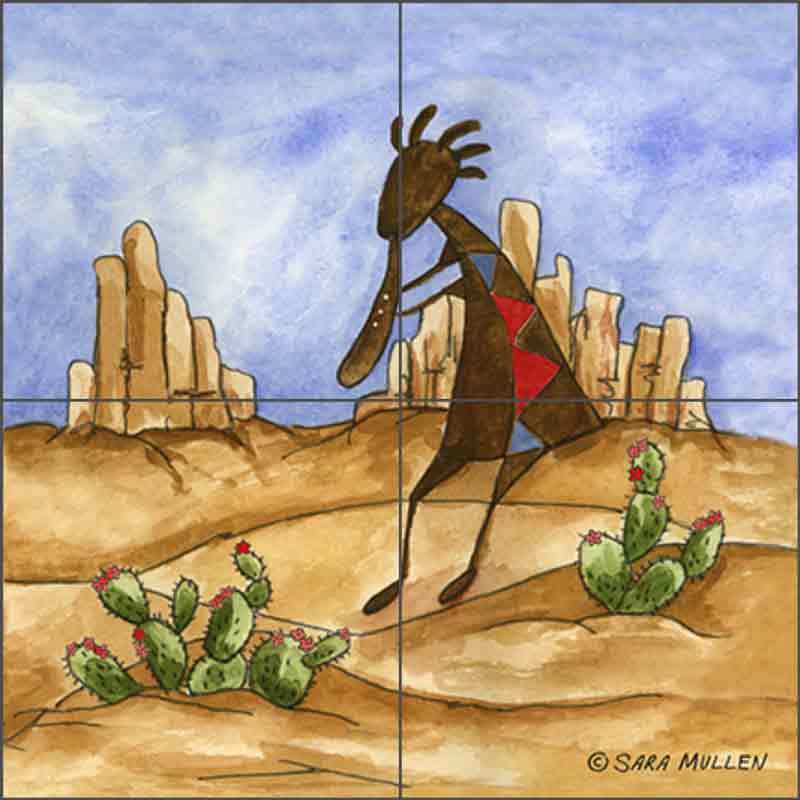 Kokopelli Sampler IV by Sara Mullen Ceramic Tile Mural SM085