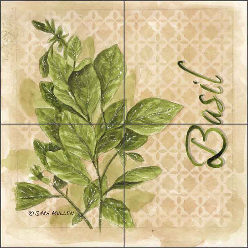 Basil by Sara Mullen Ceramic Tile Mural - SM086