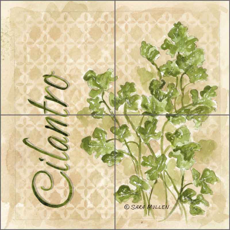 Cilantro by Sara Mullen Ceramic Tile Mural - SM087