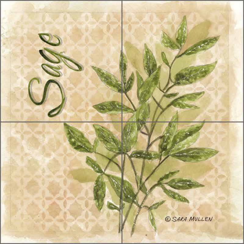 Sage by Sara Mullen Ceramic Tile Mural - SM090