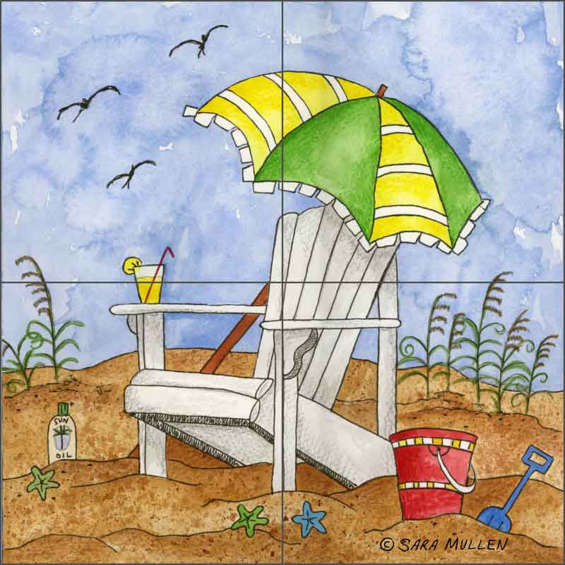 It's Beach Time I by Sara Mullen Ceramic Tile Mural - SM092