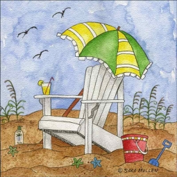 It's Beach Time I by Sara Mullen Floor Tile Art SM092FL