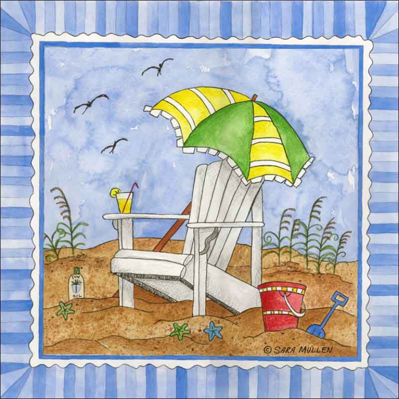 It's Beach Time III by Sara Mullen Ceramic Accent & Decor Tile - SM094AT