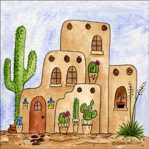 Southwest Sampler I by Sara Mullen Ceramic Accent & Decor Tile - SM096AT