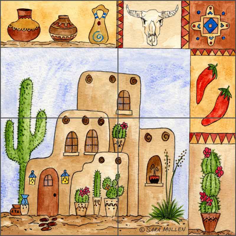 Southwest Sampler II by Sara Mullen Ceramic Tile Mural - SM097