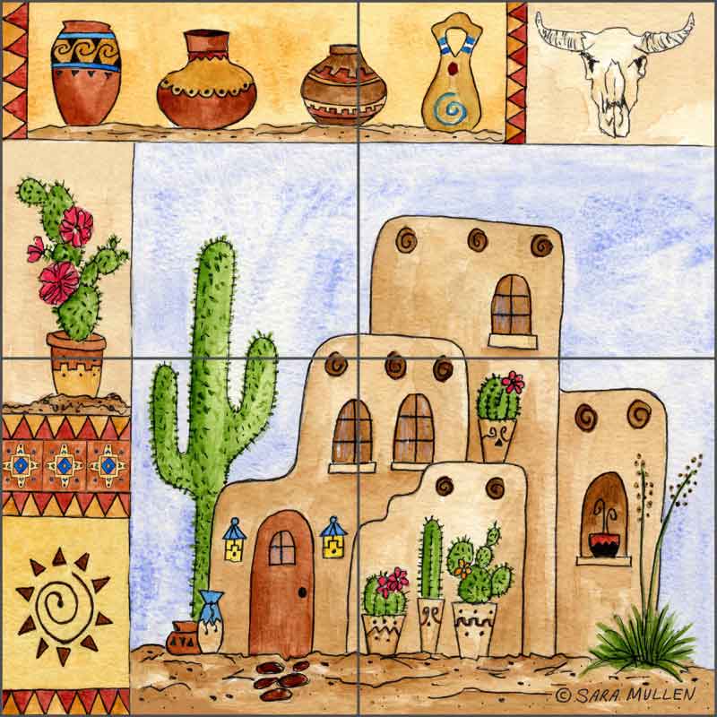 Southwest Sampler III by Sara Mullen Ceramic Tile Mural - SM098