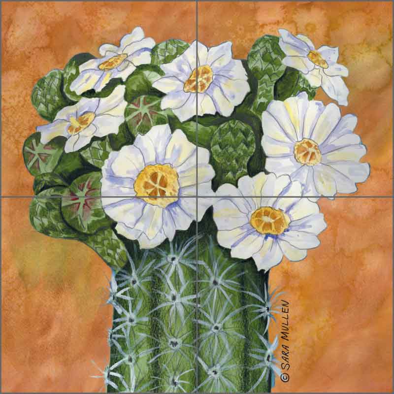 Saguaro Cactus by Sara Mullen Ceramic Tile Mural - SM109