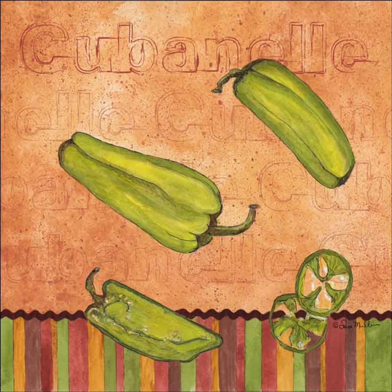Fiesta Peppers - Cubanelle by Sara Mullen Ceramic Accent & Decor Tile - SM117AT