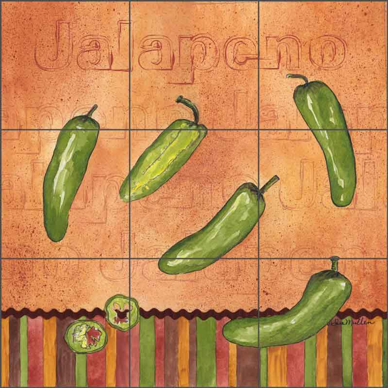 Fiesta Peppers - Jalapeno by Sara Mullen Ceramic Tile Mural - SM119