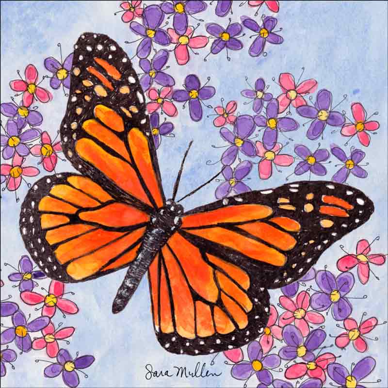 Butterfly Gathering I by Sara Mullen Ceramic Accent & Decor Tile SM123AT