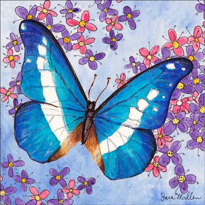 Butterfly Gathering II by Sara Mullen Ceramic Accent & Decor Tile SM124AT